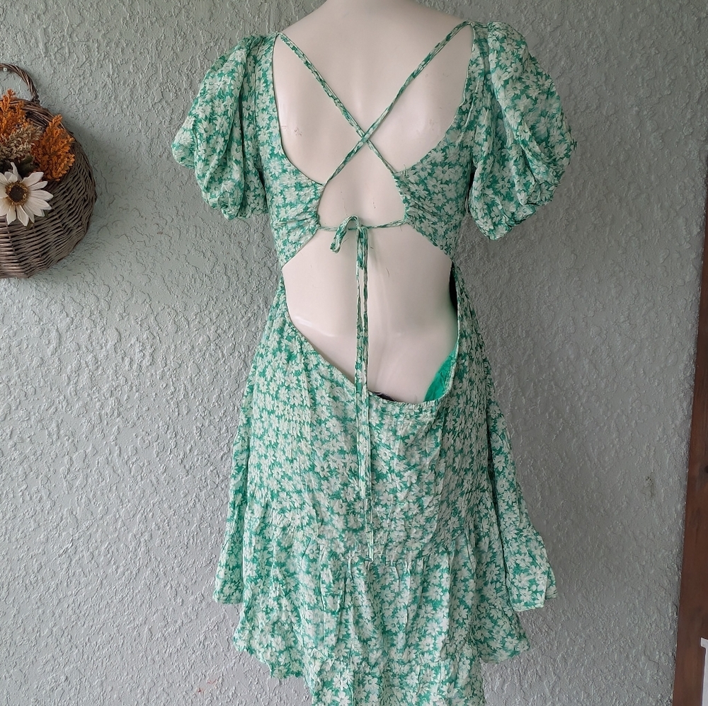 Vici Pushing Daisies Puff Sleeve Mini Dress Size M - Picture 6 of 7